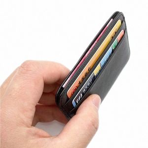 Nowy szczupły 100% owczacy prawdziwy skórzany portfel męski Mężczyzna cienki mini identyfikator karty kredytowej Mała karta torebka dla mężczyzny S7ai#