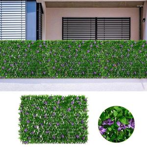 Dekorative Blumen grüne Weinreben hölzern erweiterbares Faux Privatsphäre Zaun Künstlicher Gartendekoration Patio UV Protected HEK Panel