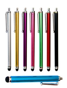 Högkvalitativ lång kapacitiv skärmmetall Stylus Touch Pen med klipp för iPhone iPadmini iPadipod touch8739399