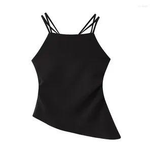 Women's Tanks Summer Back Cross Backless Halter Top 2024 Casual Sexy Elegant Vest Camisole