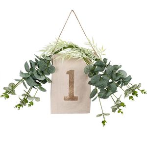 Plant Birthday Banner Flag with Dried Flower and Wood Grain for Babies First Hundredth Day CelebrationDecoration S00890 240407