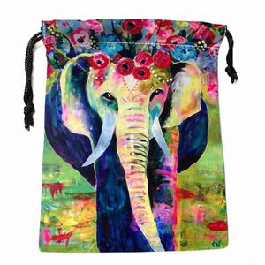 high quality Custom art printing storage bag drawstring bag gift Satin bags 18*22cm Compri Type Bags 29Q9#