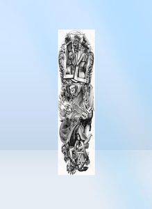 Large Arm Sleeve Tattoo Clock Rose Cross Dragon Waterproof Temporary Tatto Sticker Poker Lion Body Art Full Fake Tatoo Women Men2732164