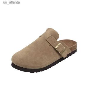 Slippare Autumn Womens Flat Cork Clogs skor Fashion Stängd tå Sued