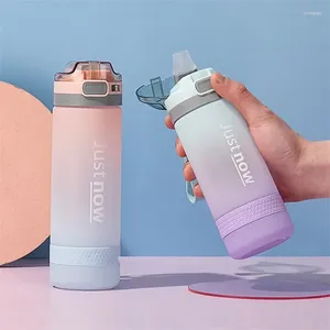 Wasserflaschen 500 ml Modeflasche mit Stroh BPA kostenlos tragbare Outdoor-Sport süßer Trinkkunststoff umweltfreundliche Becher Getränkeware