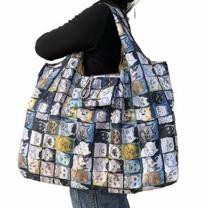 Grande tamanho de nyl grosso grande tote eco reutilizável poliéster ombro portátil bolsa feminina bolsa dobrável bolsa saco de lojas dobráveis h21x#