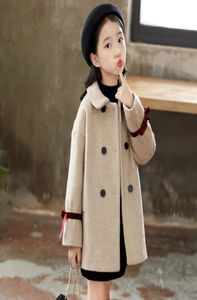 Pink Kids039S Overcoat Girls Autumn and Winter Winter Winter Wool Coat Coather S 4863626