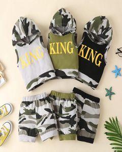 Set di abbigliamento per ragazzi per bambini per bambini039s camuffato camuffato senza maniche pantaloncini pulluvi con cappuccio set m34999364911