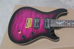 Niestandardowy pikowany klon Top Reed Smith 24 Frety Purple Burst Electric Guitar Bat InLay Mahogany Body Rosewood Tfalboard Golden Hardware Wysoka jakość