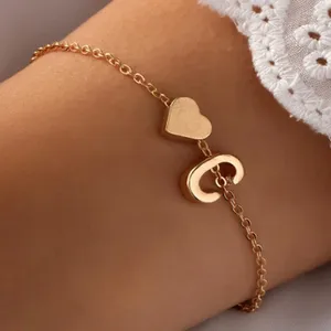 Link Bracelets 26 Letter Heart Women Men A-Z Initials Name Handmade Rope Adjustable Bracelet Couple Friendship Jewelry