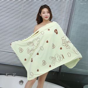 Towel Microfiber Bath Set For Women Quick Dry Soft Beach Towels With Bathrobe Sling Cute Cartoon Pattern Wearable