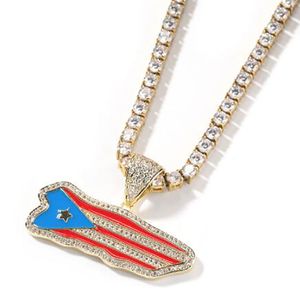 Iced out Flag Pingente Classics Classics Style Zircon Copper Top Quality Quality Zircão Bling Bling For Men Women Gifts Hiphop Jewelry