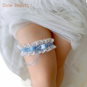 k09 Wedding Garter Belt Bowknot Leg Loop Pink Blue White Bride Keepsake Garters Fi Soft Sexy Lace Garter Belt for Women O5sd#