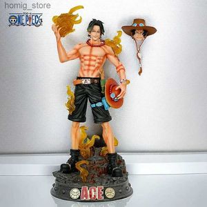 Действия игрушек фигуры One Piece GK двойная головка Fist Fist Portgas D. Ace Action Figures Модель кукол игрушки коллекционные украшения для рабочего стола мальчики Рождественские подарки Y240415