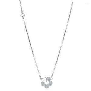Anhänger Anhänger Halskette Smart Blumen Zirkon Trendy Link -Kette Mode Schmuckstil 925 Sterigen Silber Bijoux Geschenk