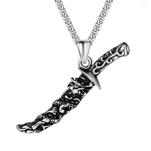 Collane a ciondolo coltello d'esercito vintage drago fascino da uomo collana maschile hip hop hop punk gioielli accessori feste