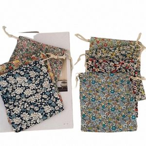 cott Linen Drawstring Bag Christmas Gift Candy Tea Jewelry Storage Bag Women Fr Pattern Cosmetic Coins Keys Bags y2Ob#