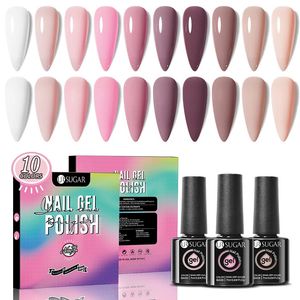 UR SUGAR 10pcs Color Nail Gel Whole Set Glitter Sequin Polish Kit Semi Permanent Soak Off UV LED Varnish Manicure 240416