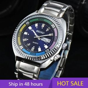 Wristwatches Silver Business Blue Dial Fashion Quartz Watch For Men Niche Watches Steel Waterproof Luxury Clocks