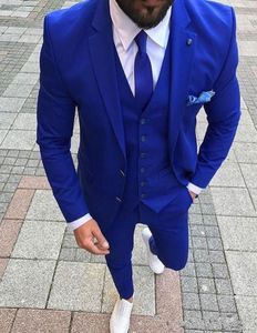 Royal Blue Wedding Mens Suits für kundenspezifische Fit Bräutigam Smokedos Schal -Revers 3 -teilige Jacke Hose Männliche Blazer Jackelpantsvesttie6336583