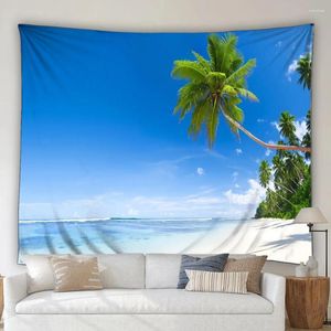 Gobeliny Ocean Tapestry Letnie fale plażowe śródziemnomorskie rośliny moczowe drzewa drzewa pokój rodzinny dekoracja tła tkanina