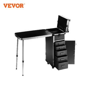 VeVor Professional Makeup Train Case Aluminium Cosmetic Workbench med stödjande ben som rullar extra stora 240416