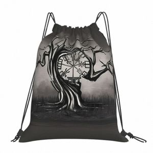 Vegvisir Tree V-Viking Age Cool Kawaii Drawstring Bagsスポーツシューズ服ストレージマルチファンティティーンポータブルリュックサックポーチF4nj＃