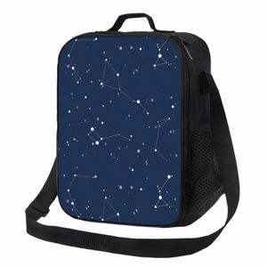 navy Night Sky Insulated Lunch Tote Bag for Women Space Galaxy Resuable Thermal Cooler Food Bento Box Work School Travel Z6kf#