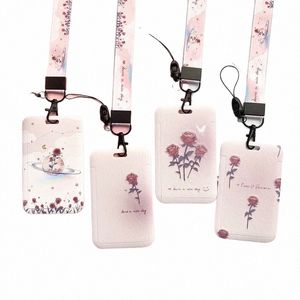 1 Pcs Pink Rose Fr Card Holder Campus Student ID Card Acc Ctrol Card Protective Sleeve ABS Plastic Cover N6Qs#