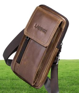 Laoshizi Brand Men Genine Leather Leather Pack Pack Bag Mini Phone Pockets Case Presh Park Male Money Contaver Messenger Bag LJ20094055593