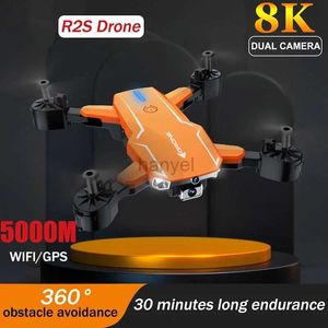 بدون طيار R2S Drone 8K كاميرا محترفة فوتوغرافية جوية طائرة Mini RC طائرة تجنب العائق بدون طيار للبالغين والأطفال 240416