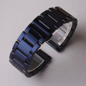 Ny 2017 Ankomst 20mm 22mm Watchband Rand Armband Dark Blue Matte Stainless Steel Metal Watch Band Belt för Gear S2 S3 S4 Men WO7835713