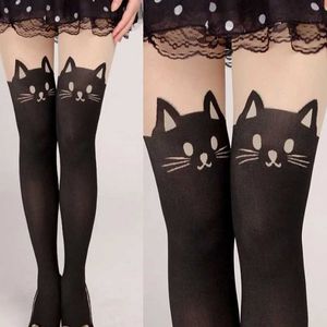 Sexy Socken neueste heiße Frauen sexy süße Cartoon Katze Schwanz sexy dünne Strumpfhosenstrumpfstrumpfstrümpfe Mode gedruckte Strümpfe 240416