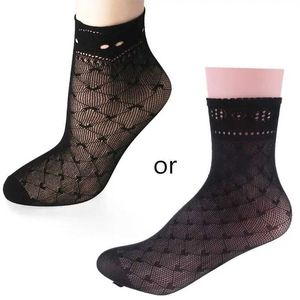 Sexy Socks Women Sexy Summer Short Over Ankle Boat Socks Fishnet Mesh Black Floral Lace Pat 240416