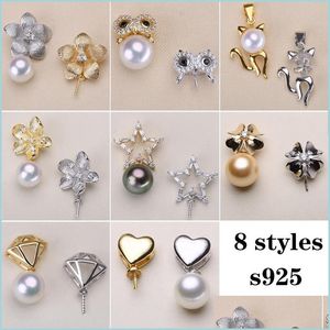 Schmuckeinstellungen 8 Stile Perlen Halskette S925 Sterling Sier Anhänger DIY Concealer für Frauen Mode Hochzeitsgeschenk Tropfen Dhgarden Dhrad