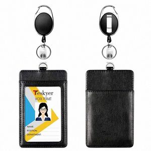 1pc Women Men Black Card Кошелька выдвижная цепочка для ключей для Keys Id Card PU