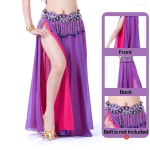 Stage Wear Belly Dance Double Slit Chiffon Skirt Sexy Show Costume Outfit Accessories