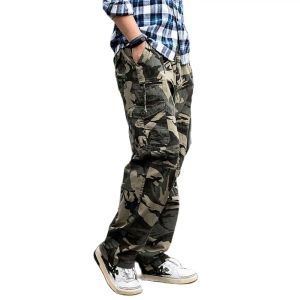 Pantaloni pantaloni da carico mimetico alla moda uomini casual cotone dritto pantaloni larghi in stile militare stile tattico tattico tattico abbigliamento