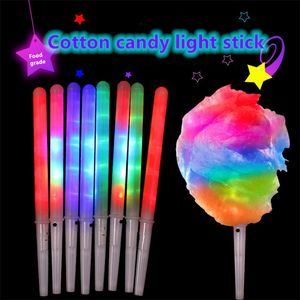 Party Favor Led Light Up Cotton Candy Cones Colorful Glowing Marshmallow Sticks ogenomträngliga färgglada Marshmallow Glow Stick LT919