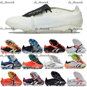 Predat0r Elite Foldover Fold On Tongue FG Buty piłki nożnej Predstrike Solar Red Core Black Peardelized Energy Pakiet Pakiet piłkarski Piłka nożna Młodzież Men Cleats 159