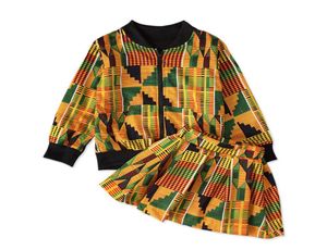 Dzieciowe stroje Zestaw ubrania dla dzieci dziewczęta kurtka z długim rękawem spódnice 2pcs Zestaw dzieci odzież Ins Bohemia Girls Suits Modna 8286991