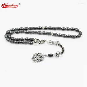 Strand Tasbih natürlicher Hämatit grau matt rosary käfe muslim 33 45 51 99 100 Gebetsperlen Islamisches Armband Ramadan Geschenk Misbaha.