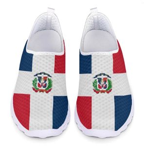 Sapatos casuais enfermagem para mulheres fofas bandeira dominicana mocassins de mulher deslize em apartamentos tênis de malha de verão feminino esporte