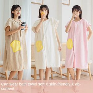 Towel 1 Pc Soft Multi-functional Wearable Cape One Piece With Hat Bathrobe Home Swimming Coral Velvet Hooded Skirt