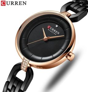 Curren Watch Women Lüks Marka Moda Paslanmaz Çelik Bayanlar Bilekleri Montre Femme için Siyah Bilek Saatleri 2107073440744