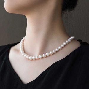 Ni Nis Same Style Pearl Necklace Female Beizhu Neckpiece Clavicle Necklace Round Tide Light Luxury and Unique Design Gift