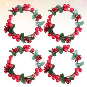 Decorative Flowers 4 Pcs Candlestick Wreath Cocktail Ring Mini Decor Glass Decorations Drinks