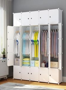 Portable Wardrobe Closet Cube Storage Bedroom Furniture Reinforced Armoire Storage Organizer with Doors4819320