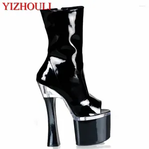 Dance Shoes The Latest Sexy Cool 18 Cm Super Thick High Heel Female Boots Fashionable Pu Leather Short Banquet