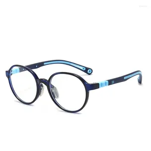 Sonnenbrillen Frames 2024 Runde blaue helle Kinder Brillen Rahmen Jungen Mädchen Silikon Flexible Kinder blockieren optische verschreibungspflichtige Brille